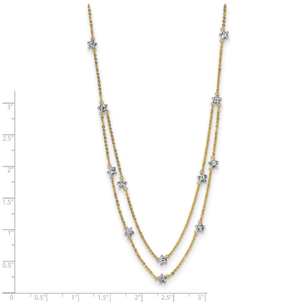 14K Two Tone Double Chain Star Necklace - Image 3
