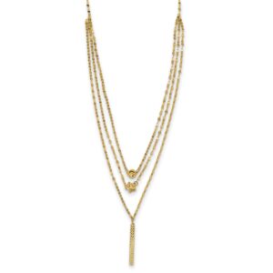 14K Three Layer D/C Bead/Star/Bar Necklace