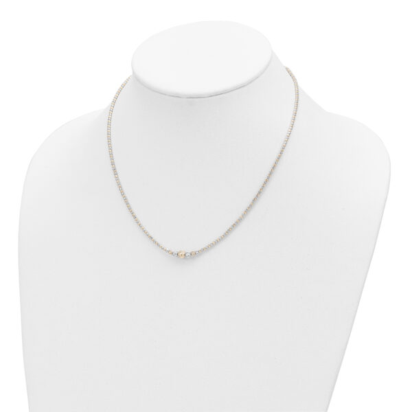 14K Two-tone Polished D/C Beaded 17in Necklace - Image 2