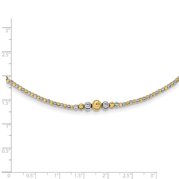 14K Two-tone Polished D/C Beaded 17in Necklace - Image 3