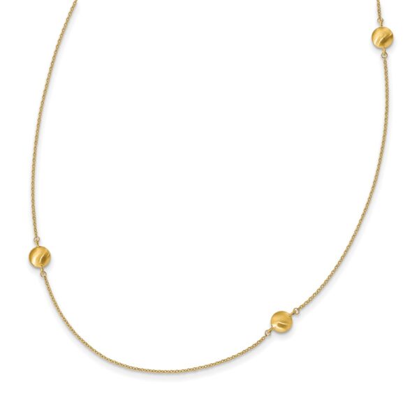 14K Brushed and Polished 8 Station Fancy 36in Necklace