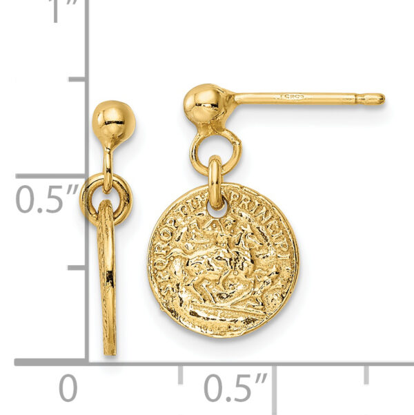 14K Polished Coins Post Dangle Earrings - Image 3