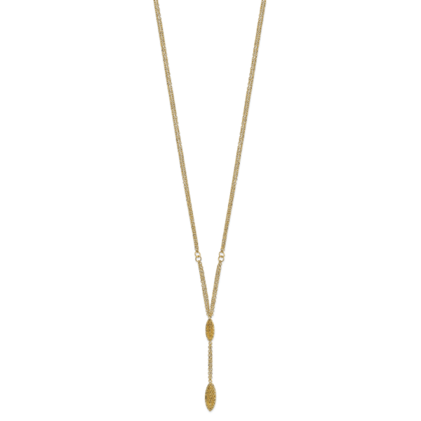 14k Fancy Y Diamond-cut Drop w/1in ext. Necklace - Image 2