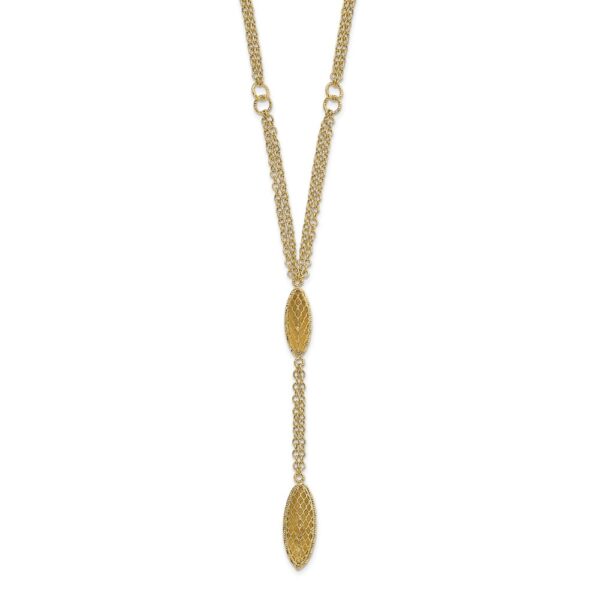 14k Fancy Y Diamond-cut Drop w/1in ext. Necklace