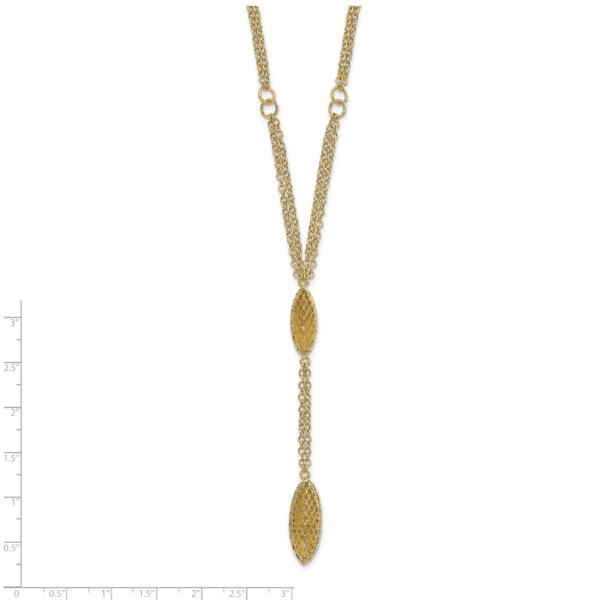 14k Fancy Y Diamond-cut Drop w/1in ext. Necklace - Image 3