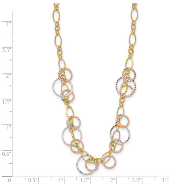 14K Tri-Color Polished Dangle Rings w/2 in ext. Necklace - Image 3