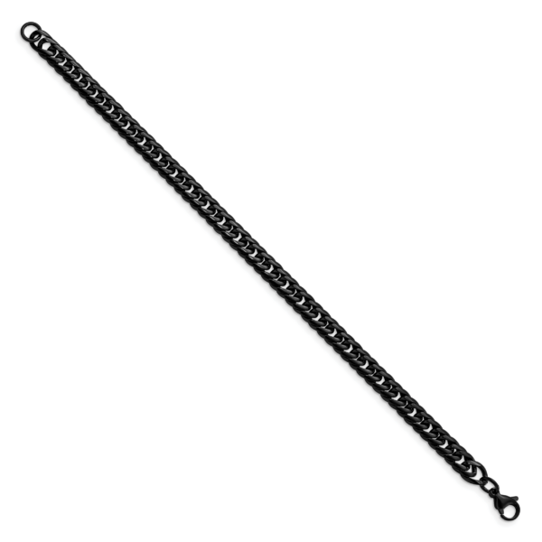 Stainless Steel Polished Black IP-plated Curb Chain 9in Bracelet - Image 2