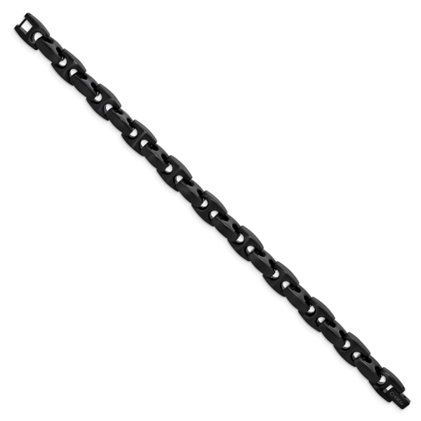 Stainless Steel Brushed Black IP-plated 9in Link Bracelet - Image 2
