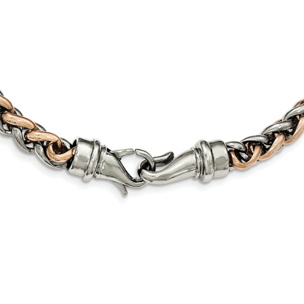 Stainless Steel Polished Rose IP-plated 24in Necklace - Image 3