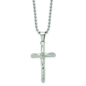 Stainless Steel Polished Crucifix 20in Necklace