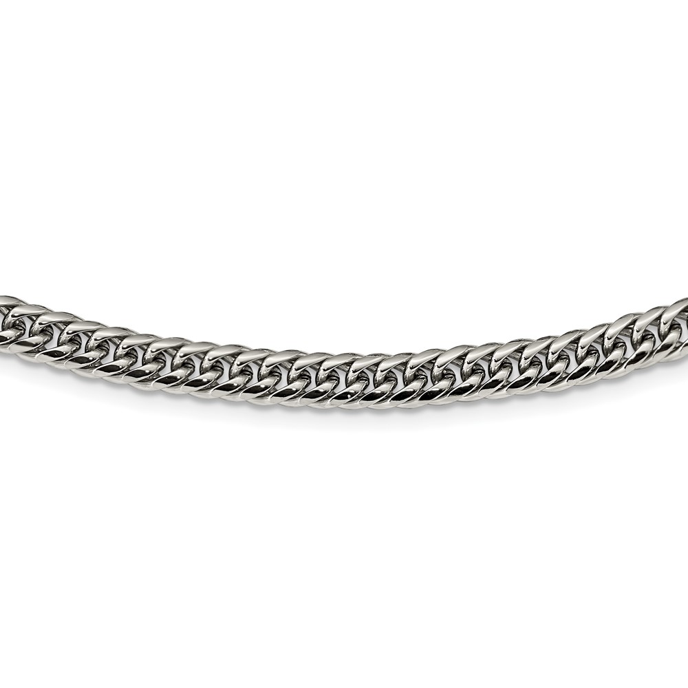 Stainless Steel Polished 24in Double Curb Chain Necklace
