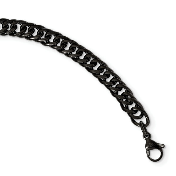 Stainless Steel Polished Black IP-plated Double Curb Chain 24in Necklace - Image 3