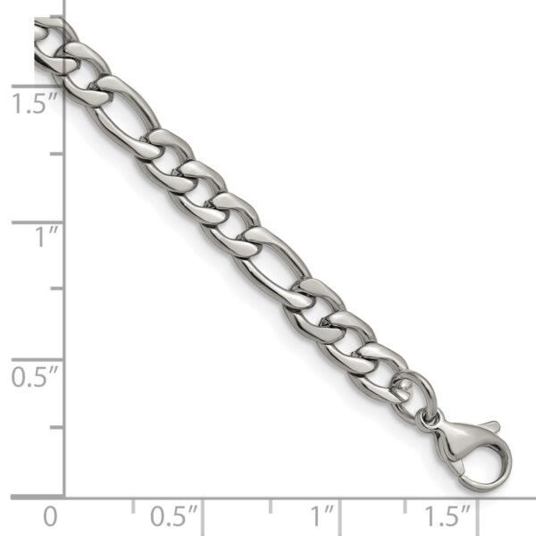Stainless Steel Polished 6.3mm 8in Figaro Chain - Image 3