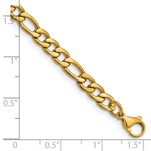 Stainless Steel Polished Yellow IP-plated 6.3mm 8in Figaro Chain - Image 3