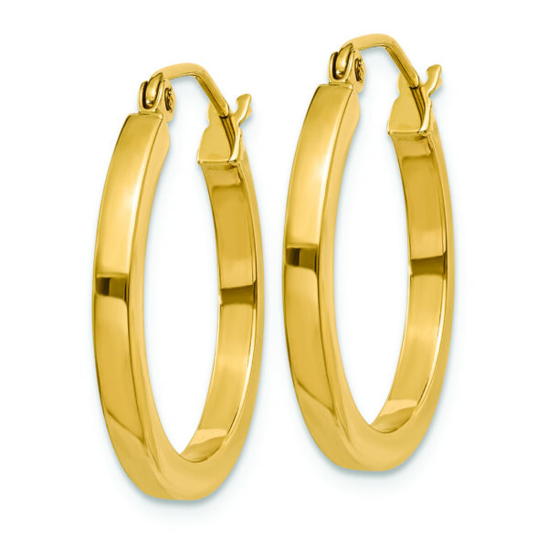 14k 2mm Square Tube Hoop Earrings - Image 2