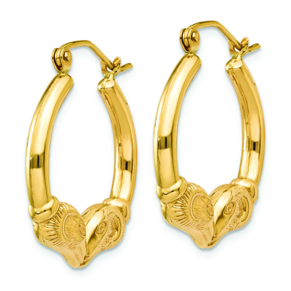 14k Polished Ram Hoop Earrings - Image 2