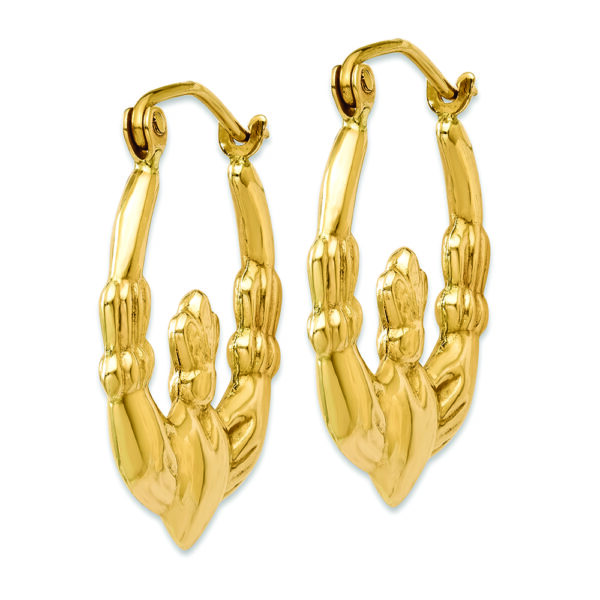 14k Polished Claddagh Hoop Earrings - Image 2