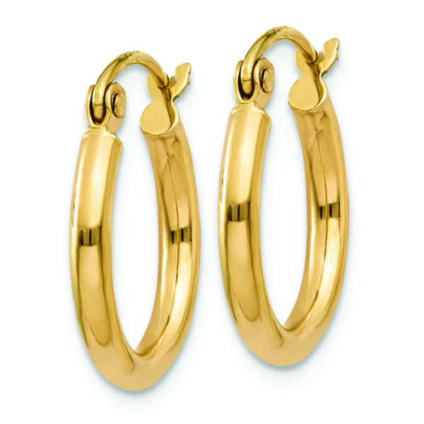 14k Polished 2x15mm Lightweight Tube Hoop Earrings - Image 2