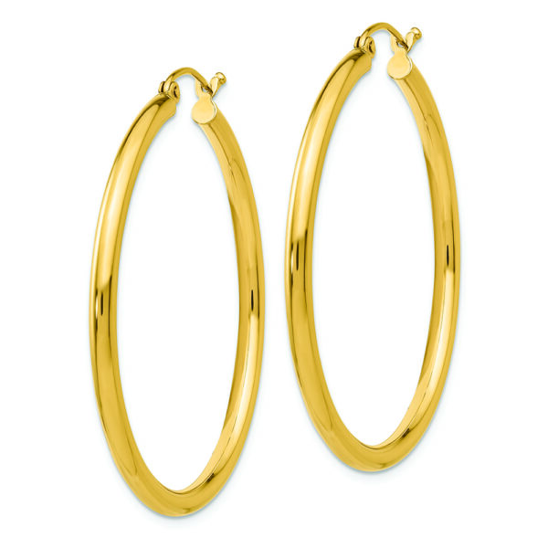 14K Polished 2.5mm Lightweight Tube Hoop Earrings - Image 2