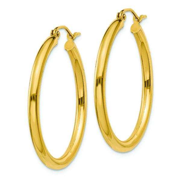 14K Polished 2.5mm Tube Hoop Earrings - Image 2