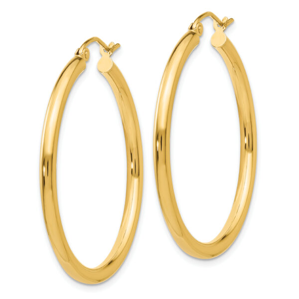 14K Polished 2.5mm Tube Hoop Earrings - Image 2