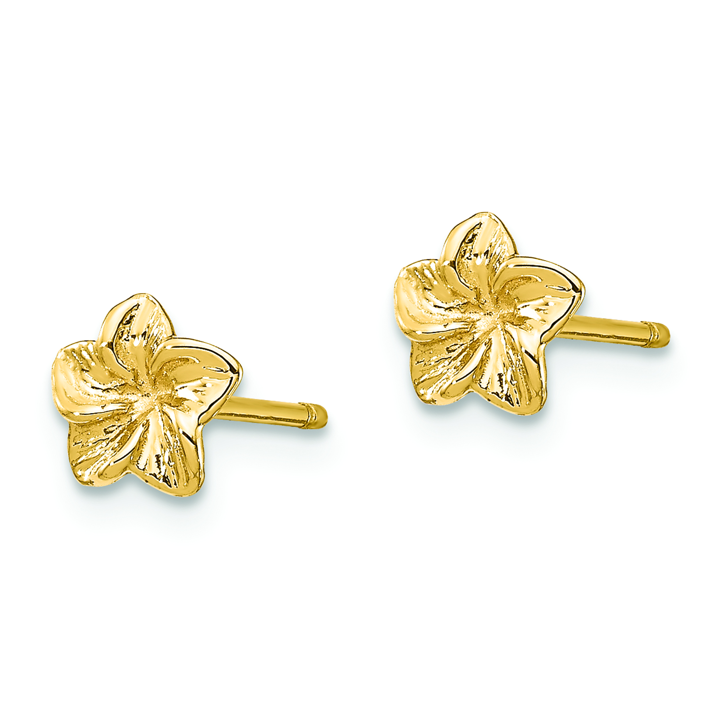 14k Plumeria Flower Post Earrings - Image 2