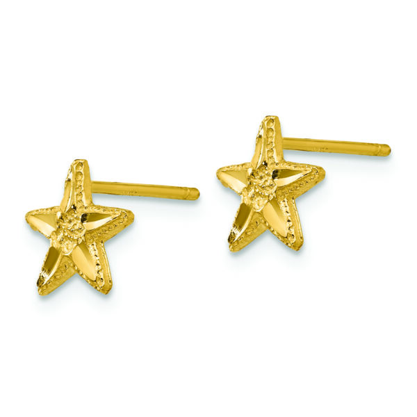 14K Diamond-cut Starfish Earrings - Image 2