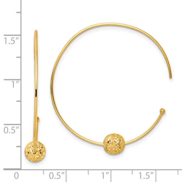 14K Wire Hoops Diamond-cut Bead Earrings - Image 2