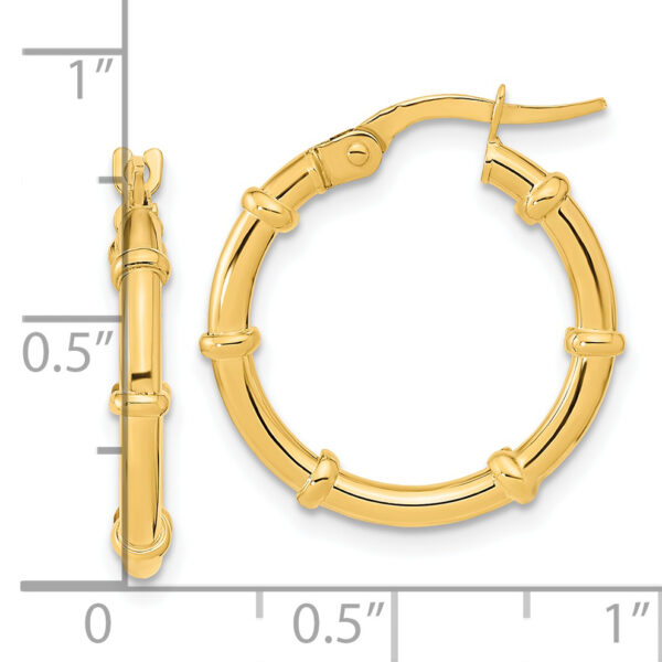 14K Polished and Fancy Hoop Earrings - Image 2