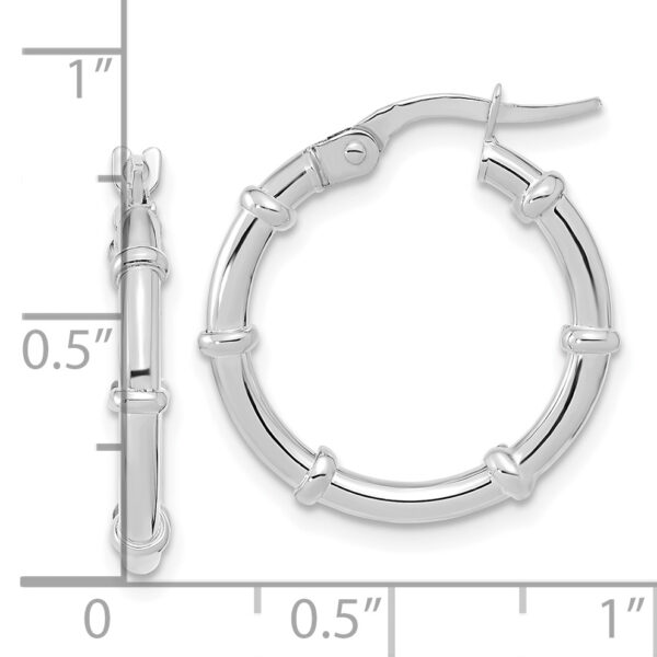 14K White Polished Fancy Hoop Earrings - Image 2