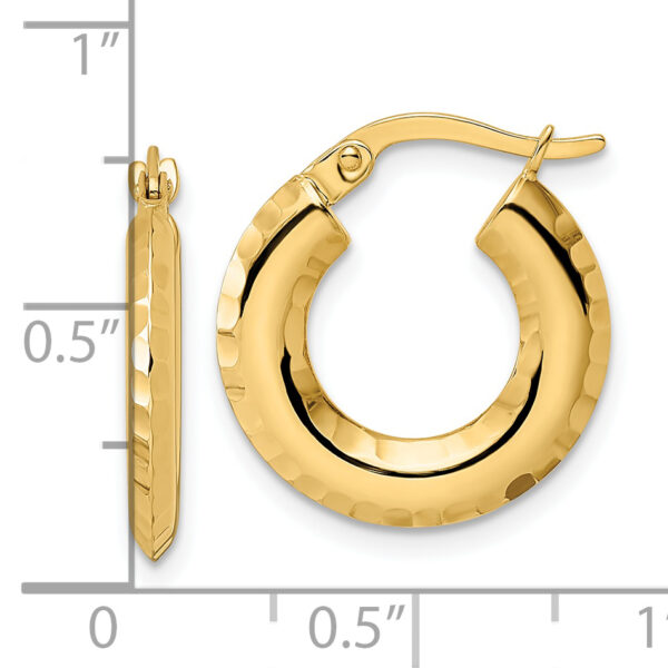 14k Polished Diamond-cut Knife-edge 2x18mm Round Hoop Earrings - Image 2