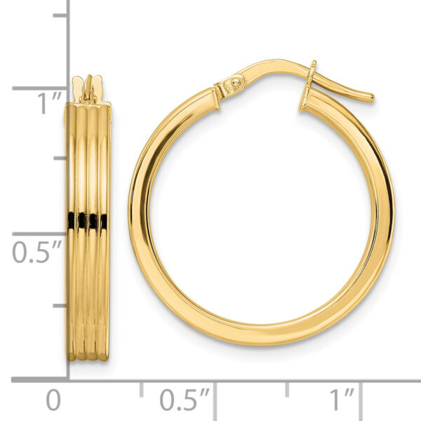 14K Polished Textured  Hoop Earring - Image 2