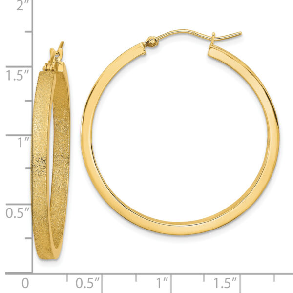14K Polished and Brushed Hoop Earrings - Image 2