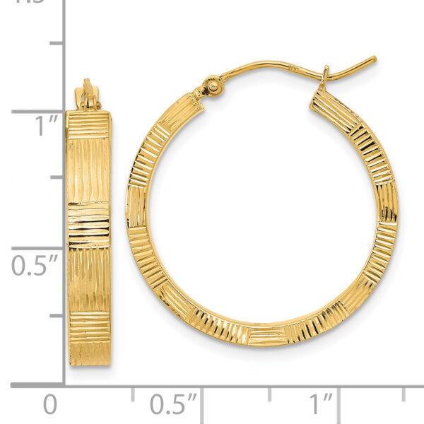 14K Polished Patterned Hoop Earrings - Image 2