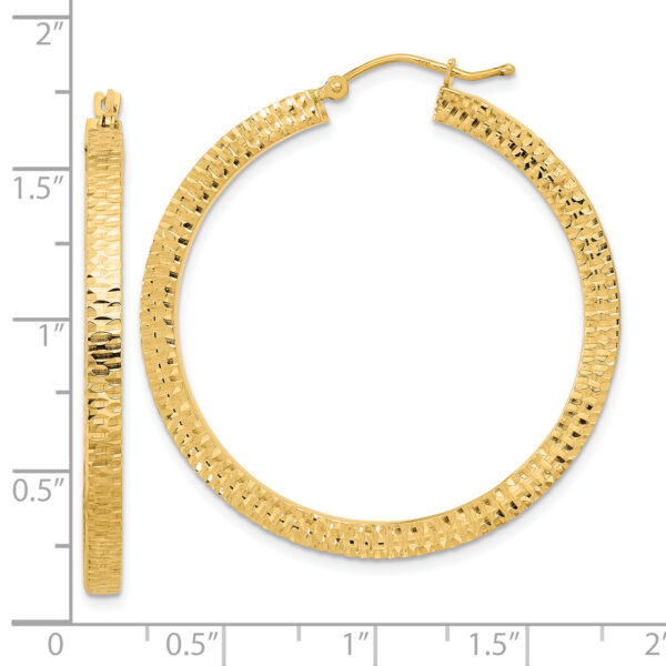 14K Polished & Hammered Hoop Earrings - Image 2