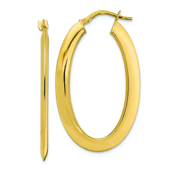 14K  Polished Oval  Hoop Earrings