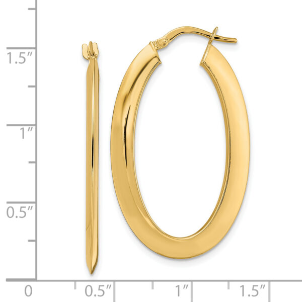 14K  Polished Oval  Hoop Earrings - Image 2