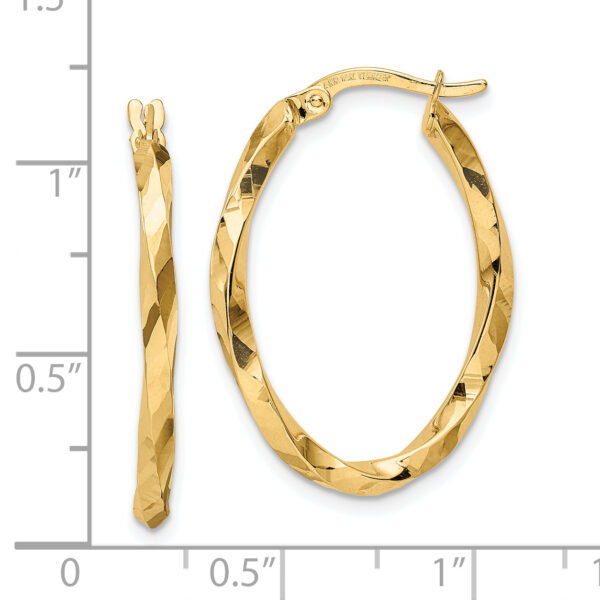 14k Twisted 2.5x20x29mm Oval Hoop Earrings - Image 2