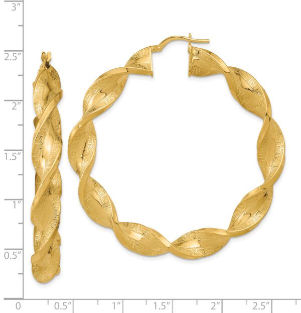 14K Polished & Greek Satin Twisted Hoop Earrings - Image 2