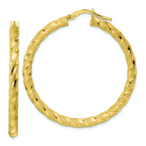 14K Polished Twisted Hoop Earrings