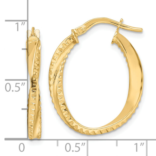 14K Polished Twisted Oval Hoop Earrings - Image 2