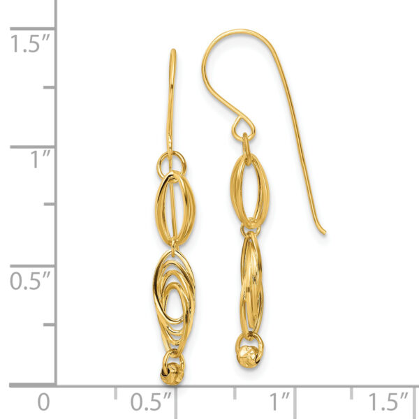 14K Oval Link Dangle Earrings - Image 2