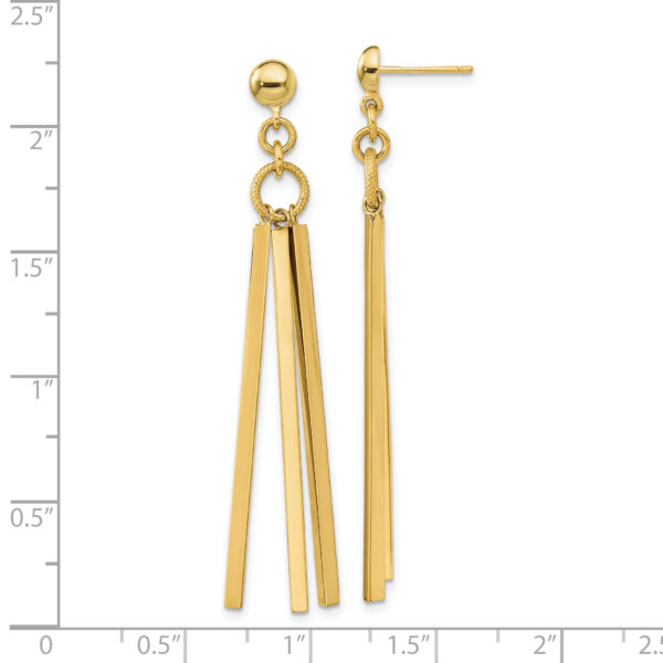 14K Polished 3 Bar Post Dangle Earrings - Image 2