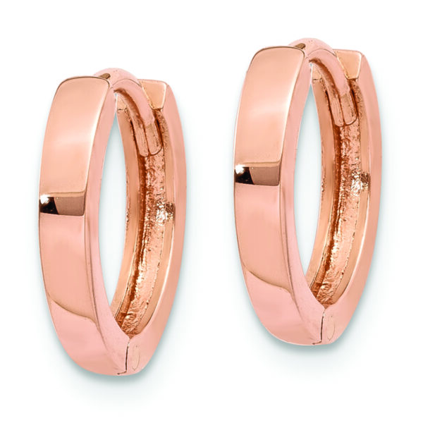 14k Rose Gold Round Hinged Hoop Earrings - Image 2