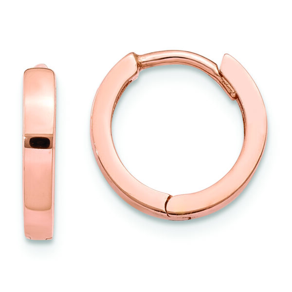 14k Rose Gold Round Hinged Hoop Earrings
