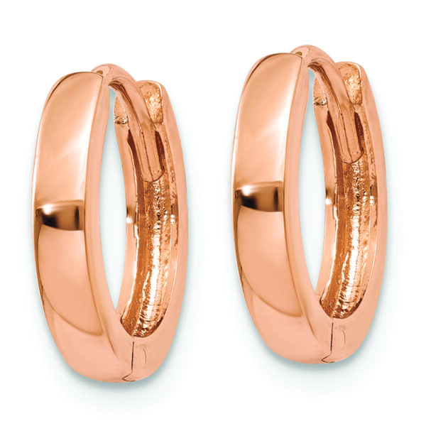 14k Rose Gold Round Hinged Hoop Earrings - Image 2
