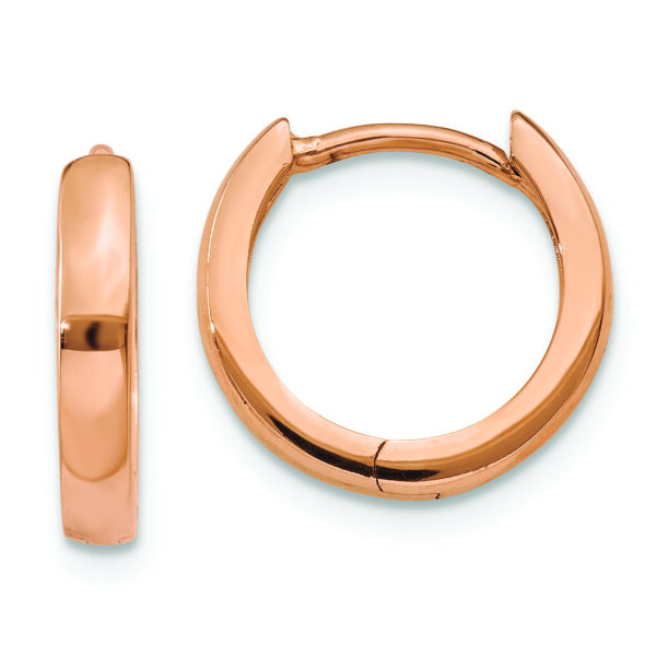 14k Rose Gold Round Hinged Hoop Earrings