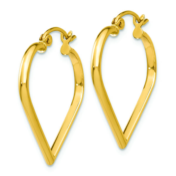 14k Polished 2mm Heart Hoop Earrings - Image 2
