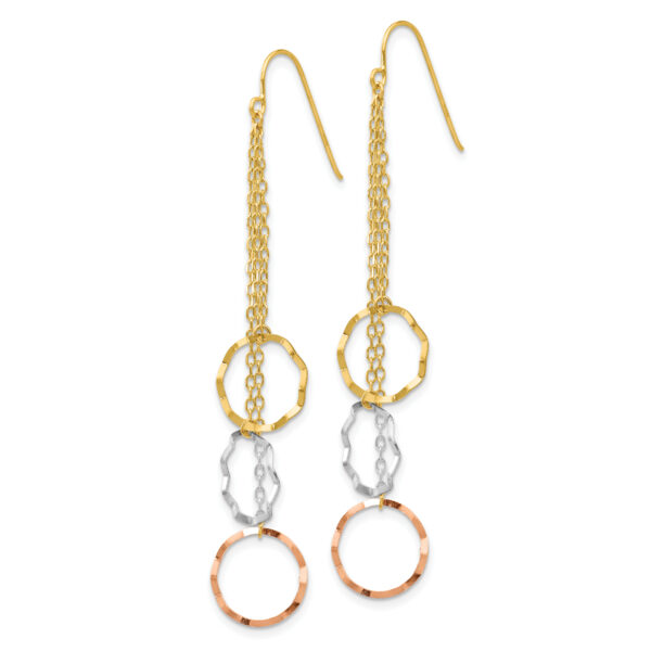 14K Tri-Color Faceted Circle Earrings - Image 2