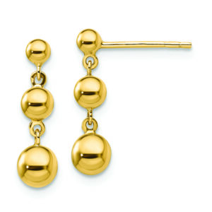 14k Graduated 3 Ball Post Earrings